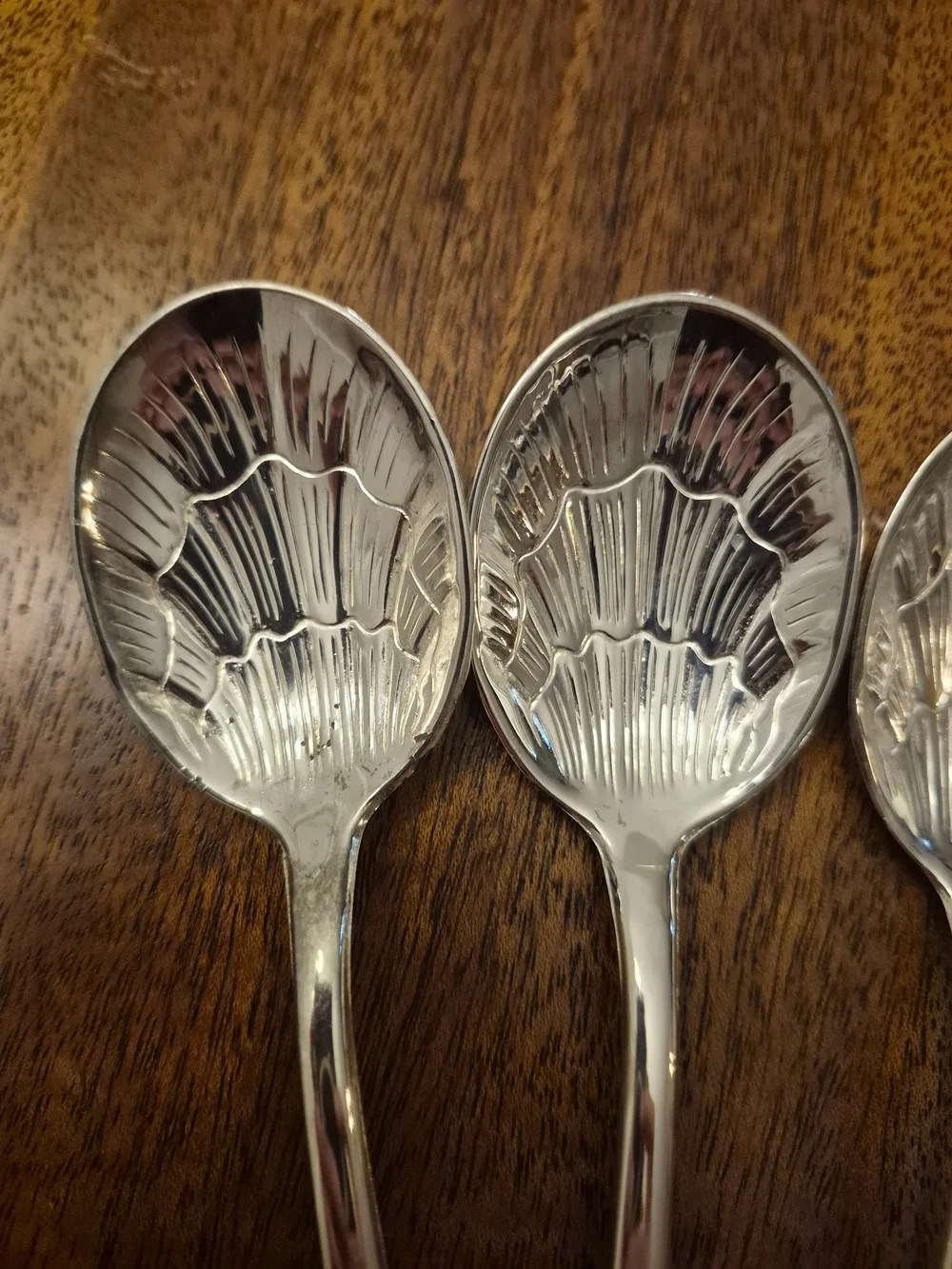 Silver Plated ‎ Floral-Scallop Dessert Spoon Set - 6 Pieces Made In Italy